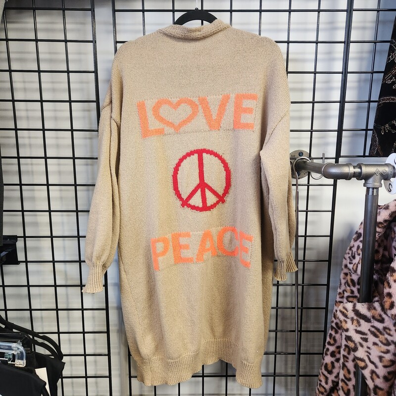 Cardi Peace Love, Beige, Size: XL